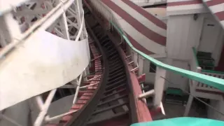 Giant Dipper Wooden Roller Coaster POV Only Front Seat Onride Belmont Park Califiornia San Diego
