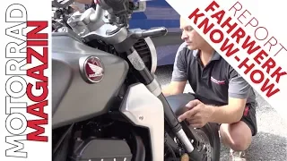 Motorrad Fahrwerk - Essentielles Wissen: Was man machen kann, sollte und was schnell macht.