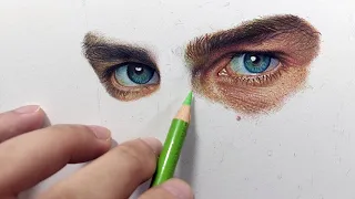 SLOW Drawing Process with Colored Pencil! How to Draw, Layer, Blend Realistic Skin Tone?