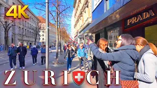 Switzerland Zurich 🇨🇭 Luxury Shopping street / Bahnhofstrasse walking tour 4K
