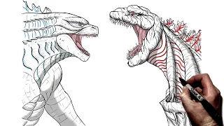 How To Draw Godzilla vs Shin Godzilla | Step By Step | Monsterverse