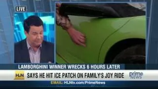 Man wins Lamborghini then crashes it