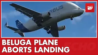 Giant Airbus Beluga plane aborts landing and is seen above Liverpool