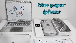 [📱Paper diy📱] Sanrio Cinnamoroll iPhone 15 pro max, MacBook, Applewatch Unboxing |Asmr|No Music🔇