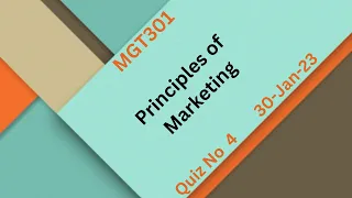 MGT301 Principles of Marketing Quiz No 4