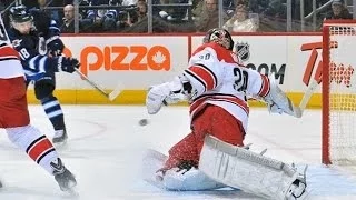 Cam Ward makes miraculous diving stick save