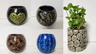 5 Ideas//How to make  a luxurious flower pot from cement at home(화분 만들기)@diyhee#cementcraft#수제화분(37)