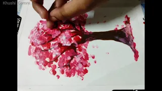 Finger painting Cherry Blossom🌸 | Easy acrylic painting ideas for kids | Khushi Gamre