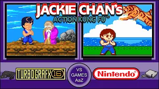 Jackie Chan's Action Kung Fu-PC engine(TurboGrafx-16)VS NES(Nintendo)side by side comparison graphic