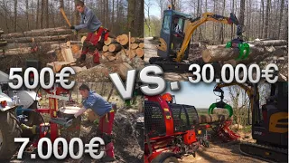 Brennholz machen, schnell, effizient, kostengünstig?! Der große Vergleich! 500€ vs. 30.000€