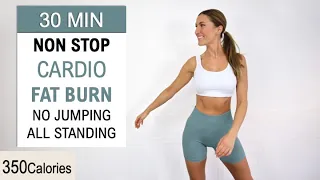 30 Min Non Stop Cardio Fat Burn| All Standing - No Jumping | Super Sweaty & Fun Workout | No Repeat