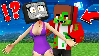 Why Zombie JJ bite TV WOMAN?! FAMILY SAD STORY in Minecraft - Maizen