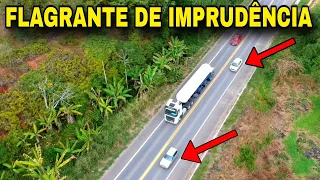 Drone flagra imprudência na BR-101 no Sul da Bahia