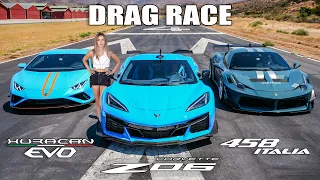 2023 Corvette Z06 vs Lamborghini Evo vs Ferrari 458: The Official Supercar Killer Race