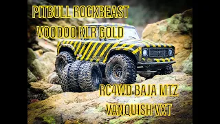 Scale tyre test Pitbull Rockbeast vs voodoo KLR vs RC4WD baja mtz vs Vanquish VXT