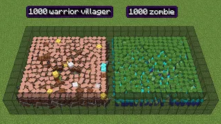 1000 zombies vs 1000 warrior villagers (but villager can attack zombie)