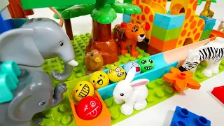 Satisfying Building Block coaster ☆ Marble Run ASMR Elephant, Giraffe and Animals Course