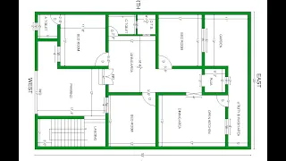 35x55 west facing (3 bed room) house plan with car parking and garden and puja room as per vastu