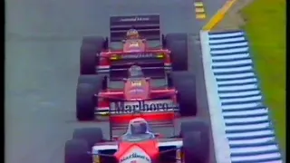 Alain Prost passes 2 cars at the same time - 1987 Spanish GP