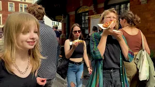 Street food in Krakow's Kazimierz. Cafes and street food in the Jewish quarter of Krakow