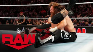 Sami Zayn hits a second rope Sunset Flip Powerbomb on Bronson Reed: Raw, March 11, 2024