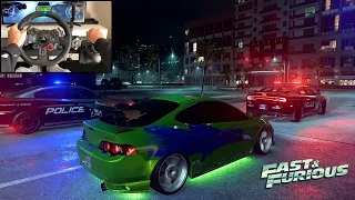 NFS HEAT Police Chase MITSUBISHI ECLIPSE FAST AND FURIOUS (Acura RSX-S) - LOGITECH G29 gameplay