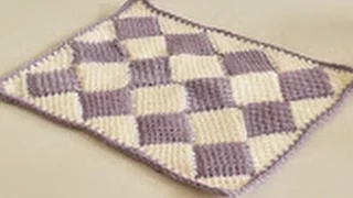 Háčkovaný tuniský Entrelac, deka ze čtverců 1. díl, Tunisian crochet blanket
