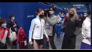 Sasha Trusova yells at Eteri Turberidze - Olympic Figure Skating