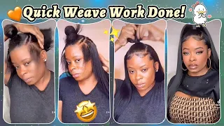 🍻HOW TO: Naturally Quick Weave w/ No Leave Out For Half Up Half Down Styles | Versatile Technique