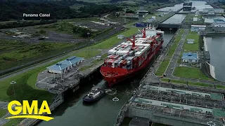 Low water levels causing traffic jam at the Panama Canal