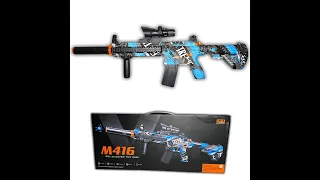 unboxing Rifle Lanzador Hidrogel M416 azul automatico Recargable gel blaster toy gun asmr topshow