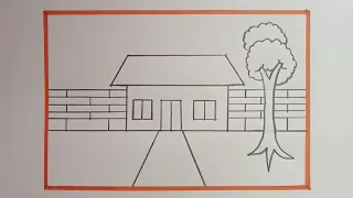 How to Draw Scenery with House | Scenery House Drawing Easy Step By Step ||
