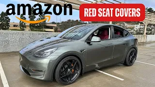 Wine Red Leather Interior - Installed on my Model Y