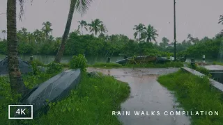 4 Hours of ASMR Rain Walks Compilation for Sleep | Rain Falling on Beautiful  South Indian Villages