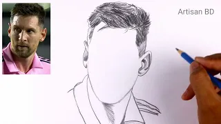 How To Draw Realistic Face Leo Messi | Easy Step By Step Pencil Sketch | Messi Inter Miami Fc 2023