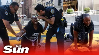 Black Lives Matter mural outside Trump Tower is vandalized again with one cop injured