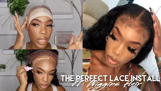 HOW I MELT MY LACE   FRONTAL INSTALL + BALD CAP METHOD FT 28  LOOSE DEEPWAVE WIG BY WIGGINS HAIR