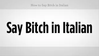 How to Say "Bitch" in Italian | Italian Lessons