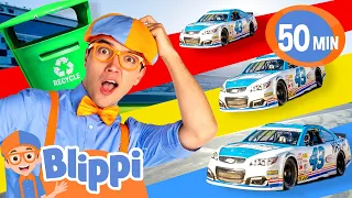 Blippi's NASCAR Recycling Challenge! Educational Car Videos for Kids
