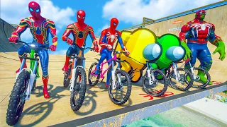 TEAM SPIDER MAN VS TEAM AMONG US | Super Bicycles Competition #6 (Funny Contest) - GTA V Mods