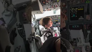 Asher meeting the pilot on the way to Orlando.