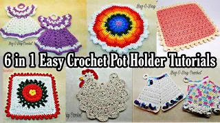 Easy Crochet Potholders | 6 in 1 Easy Crochet Tutorial | Bag O Day Crochet