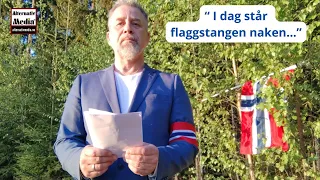 Ronnys 17. mai tale med diktet " I dag står flaggstangen naken" med Nordahl Grieg.