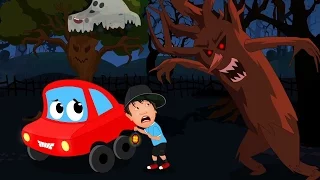 Little Red Car In The Scary Woods | Car Rhymes And Songs