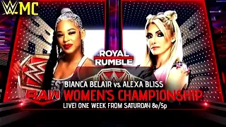 WWE Bianca Bélair vs Alexa Bliss Royal Rumble 2023 Official Match Card