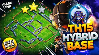 The ULTIMATE TH15 HYBRID (Trophy/Farm) BASE with LINK 2023 | CoC Layout Speed BUILD + Proof Replays