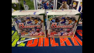 Opening 2 Mega Boxes Of 2024 Bowman! Very Nice Green Parallel and A Auto Pull!