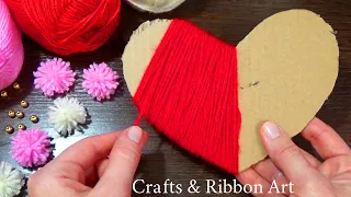 Easy Heart Making with Wool - Amazing Valentine's Day Craft Ideas - How to Make Yarn Heart
