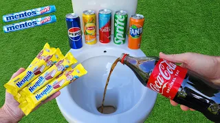 Experiment: Nesquik Chocolate VS Coca Cola, Yedigün, Fanta, Sprite, Pepsi and Mentos in the toilet