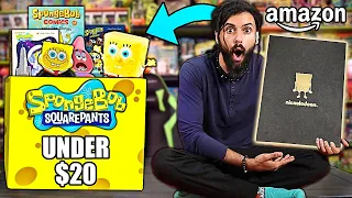 I Bought The 5 BEST SPONGEBOB SQUAREPANTS PRODUCTS For UNDER 20$ On AMAZON!! *MYSTERY GOLD BOX*